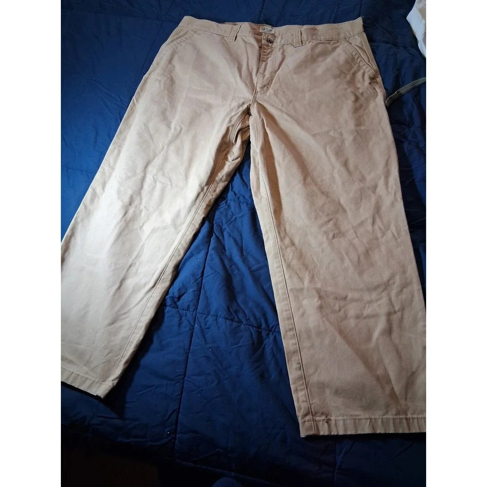 LL Bean Pants Men's 44x29 Khaki Heavy Duty Rugged Workwear 0 DUW3 Canvas
